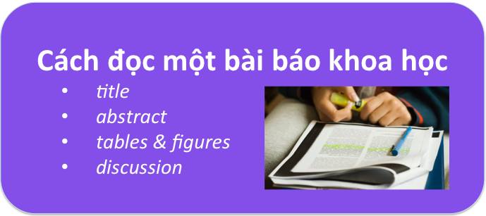 CÁCH ĐỌC MỘT BÀI BÁO KHOA HỌC