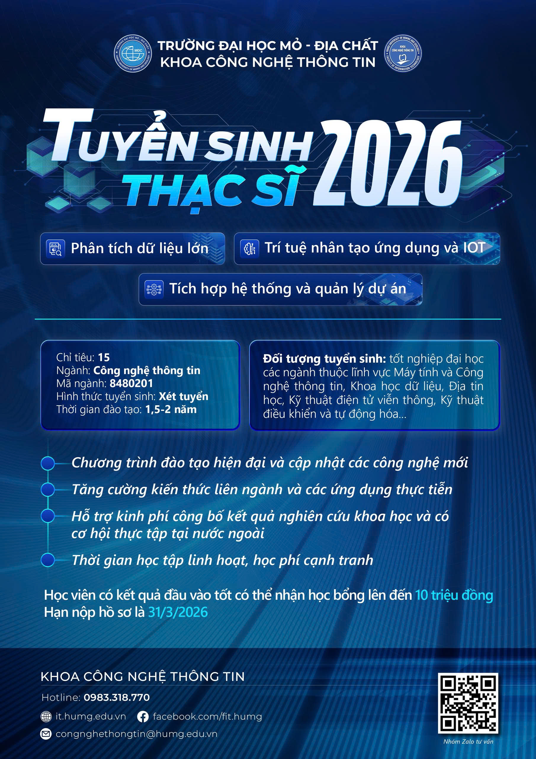 Thông báo tuyển sinh cao học ngành CNTT đợt 1 năm 2026